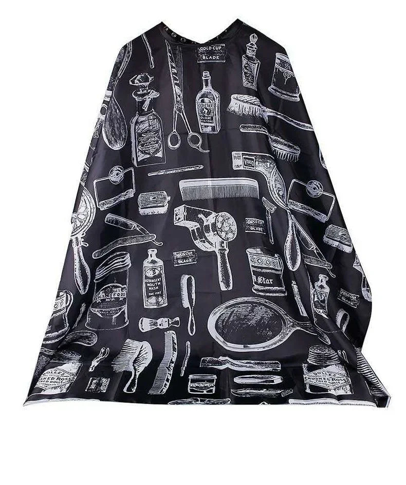 Retro Hairdressing Cape – Waterproof Patterned Salon Barber Gown, Professional Hair Stylist Cutting Apron