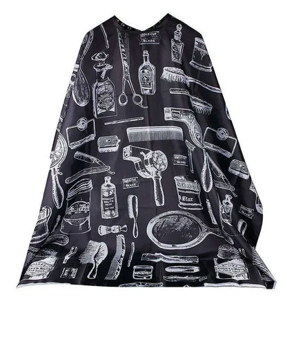 Retro Hairdressing Cape – Waterproof Patterned Salon Barber Gown, Professional Hair Stylist Cutting Apron