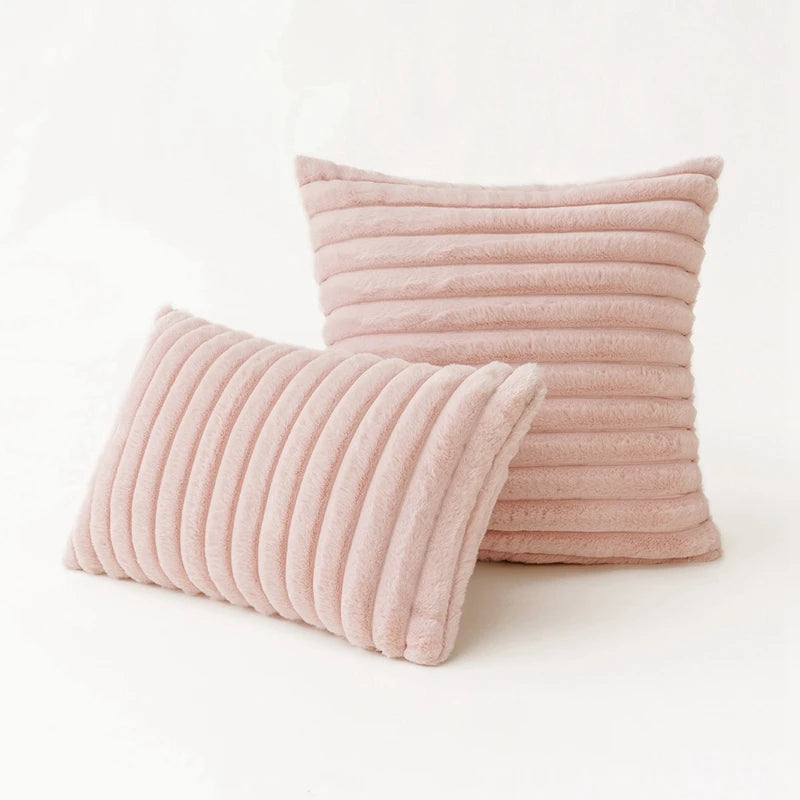 Faux Fur Plush Throw Pillow Covers – Soft Decorative Cushion Cases for Couch, 30x50cm & 45x45cm, Orange, Green, Pink, Cream