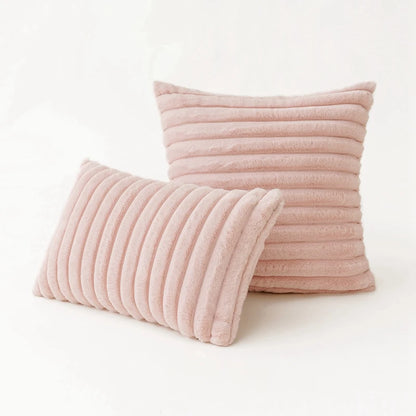 Faux Fur Plush Throw Pillow Covers – Soft Decorative Cushion Cases for Couch, 30x50cm & 45x45cm, Orange, Green, Pink, Cream