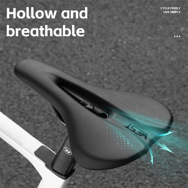WEST BIKING Bicycle Saddle - Hollow PU Anti-Slip Shock-Absorbing MTB Road Bike Seat Cushion