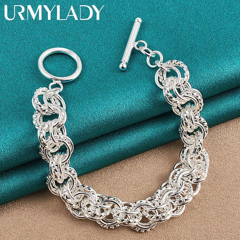 925 Sterling Silver Circle Bracelet – Elegant Fashion Jewelry for Wedding & Party, High-Quality Factory Price