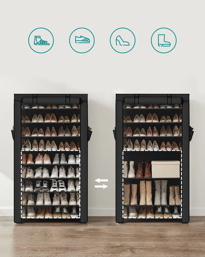 SONGMICS 9-Tier Shoe Rack – Nonwoven Fabric Covered Shoe Organizer for 40-50 Pairs, Entryway Storage Shelf