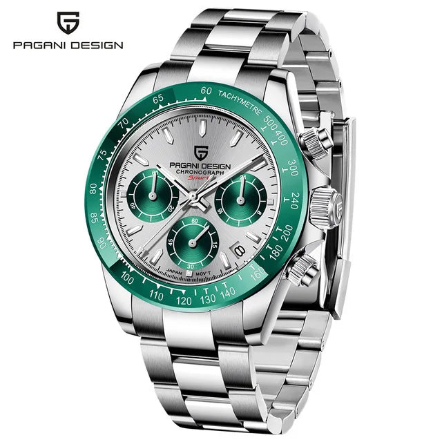 40mm PAGANI DESIGN V2 Men’s Quartz Watch – Sapphire Retro Chronograph Stainless Steel Waterproof