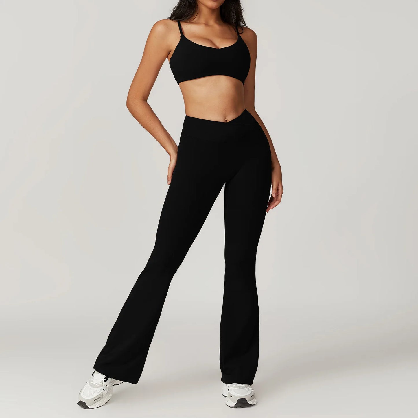 Women’s 2PCS Sportswear Yoga Set – Short Sleeve Crop Top & High Waist Leggings for Gym & Fitness