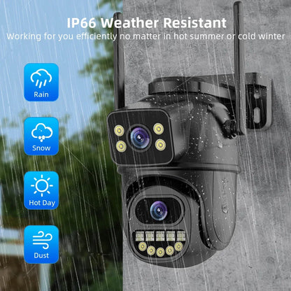 BELIA 4K 8MP WiFi PTZ Surveillance Camera, Dual Lens, 4X Zoom, AI Human Detection, ONVIF, Outdoor Security IP Camera