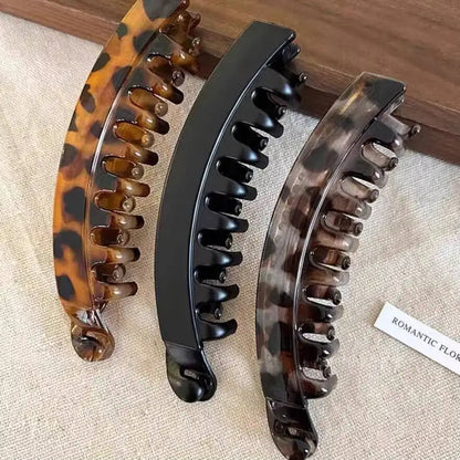 Tortoiseshell Banana Hair Clip - Fish Shape Twist Clamp Barrettes for Women Hair Styling Accessories