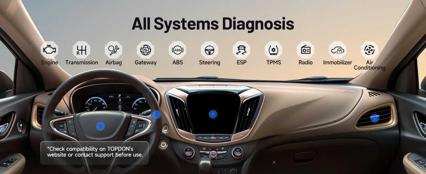 TOPDON Carpal OBD2 Scanner – All-System Vehicle Diagnostic Tool with Health Check, Smog & Battery Test for iOS & Android Bluetooth 5.0
