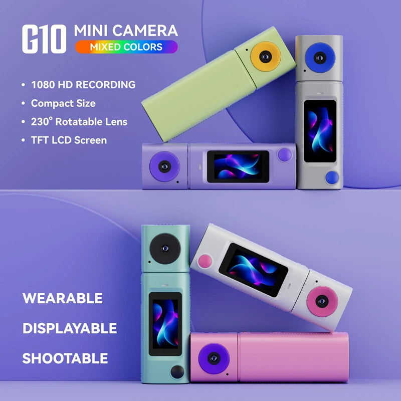 Lenovo G10 HD Mini Thumb Camera - 1080P Digital Camera with 230° Rotating Lens for Outdoor Sports, Video & Photo Capture