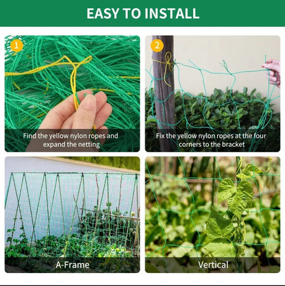 Heavy-Duty Garden Trellis Netting with Square Mesh – Polyester Grow Net for Climbing Plants & Vegetables