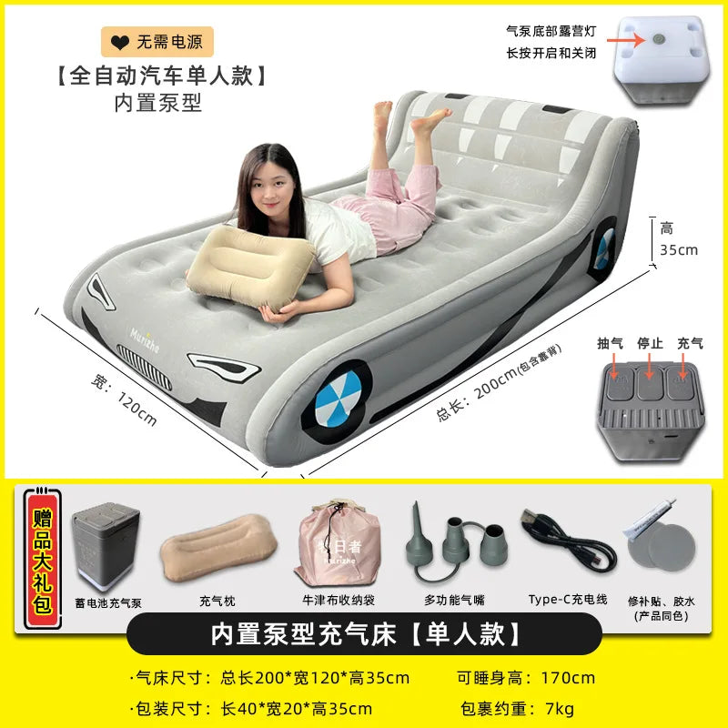 Sun Shepherd Inflatable Air Mattress - Automatic Single Double Camping Bed with Backrest