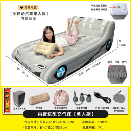 Sun Shepherd Inflatable Air Mattress - Automatic Single Double Camping Bed with Backrest