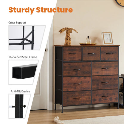 Dresser for Bedroom – 9 Fabric Storage Drawers, Tall Chest Organizer for Adult & Kids Clothes, Closet Cabinet Furniture