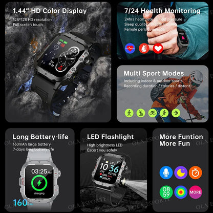 Military Smart Watch HT30 - Outdoor Sports Fitness Tracker with GPS & Bluetooth Calls