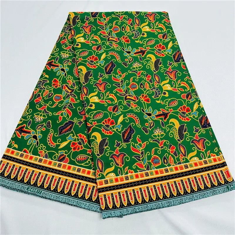 6 Yards African Real Wax Fabric - 100% Cotton Original Ankara Print for Party Dresses K121901