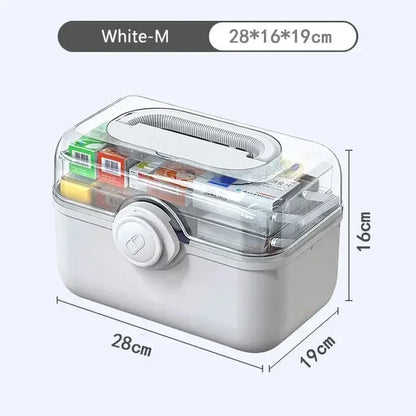 3-Layer Large Capacity Medicine First Aid Kit – Portable Multi-Layer Plastic Medical Storage Box for Household Use