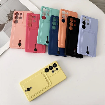 Liquid Silicone Samsung Galaxy Wallet Case with Card Holder – Shockproof Cover for S26/S25/S24 Ultra, Plus, FE & A56/A55/A54 Series