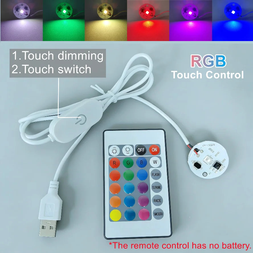5V USB RGB LED Light Board - Dimmable Touch Control Gradient Light with Remote for DIY Model Displays