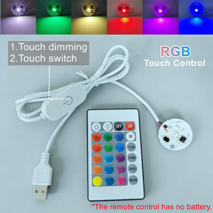 5V USB RGB LED Light Board - Dimmable Touch Control Gradient Light with Remote for DIY Model Displays