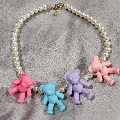 Luxury Pearl Necklace for Women - Adjustable Square Chunky Resin Statement Jewelry