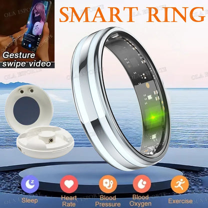 Ultra-Thin 6.3mm Smart Ring Health Monitor – Waterproof Fitness Ring with Heart Rate, Body Temperature & Sports Tracking for Men & Women