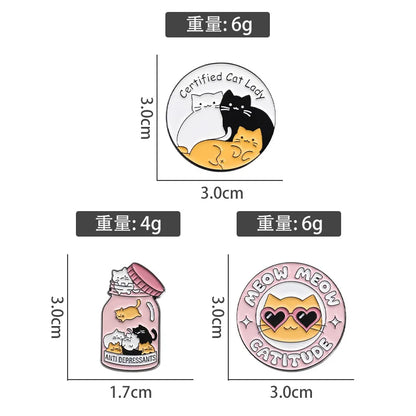 Anti-Depressant Cats Enamel Pin – Cute Cat Jar Brooch Badge for Mental Health Awareness, Cat Lovers & Gift Jewelry