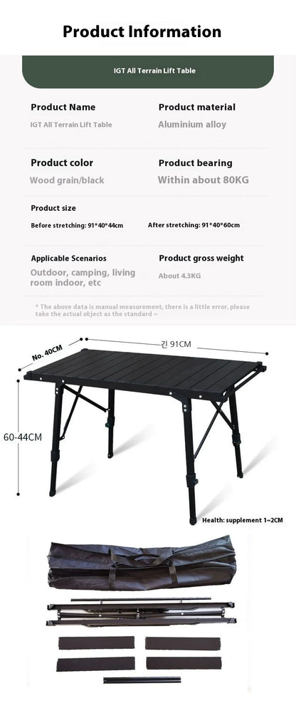 Lohascamping Lightweight Camping Folding Table – Multifunctional IGT Roll Table with Adjustable Legs for BBQ & Desktop Burner