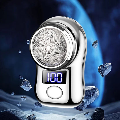 USB Rechargeable Men’s Electric Shaver with LED Display – Portable Waterproof Mini Rotary Razor for Travel and Beard Grooming