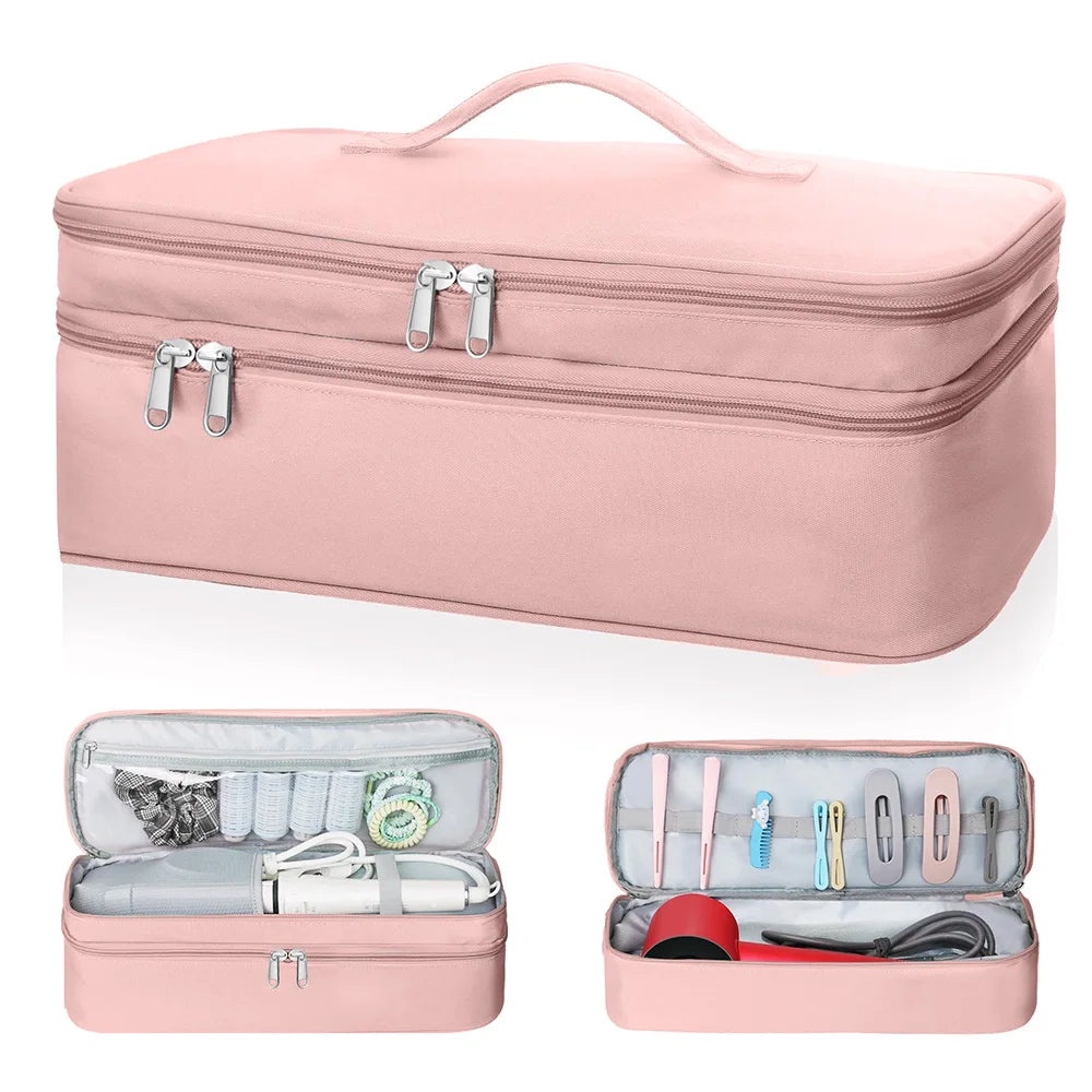 Portable Double-Layer Hair Dryer Travel Case – Storage Bag for Dyson, Shark FlexStyle & Attachments Organizer Carrying Case