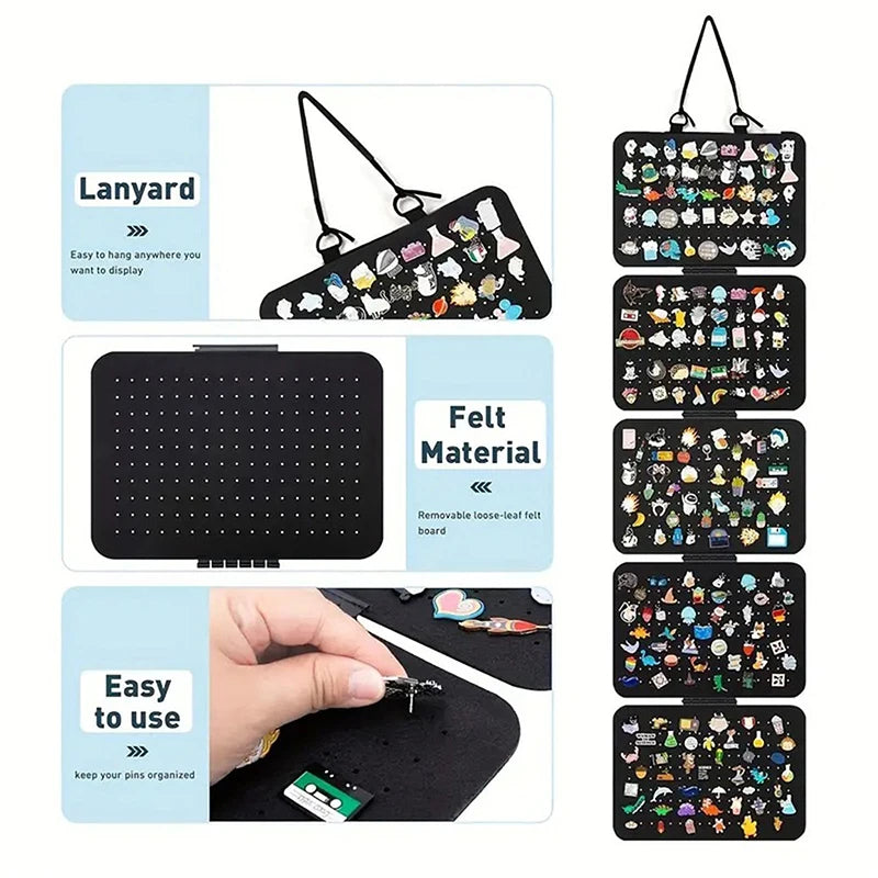 Foldable Felt Jewelry Organizer – 5-Tier Wall Hanging Earring & Pendant Display with Storage for Necklaces and Bracelets