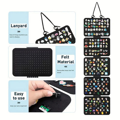 Foldable Felt Jewelry Organizer – 5-Tier Wall Hanging Earring & Pendant Display with Storage for Necklaces and Bracelets