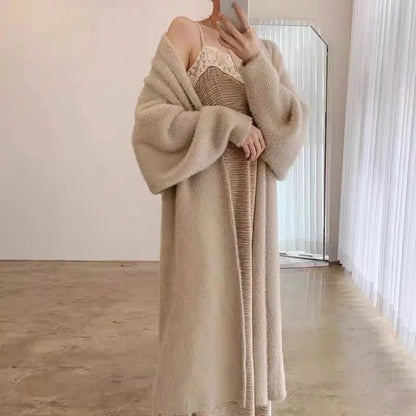 2024 Long Cardigan Women’s Knitted Sweater Jacket – Spring & Autumn Crochet, Loose Fit, Pockets, Winter Maxi Warm Jumper Coat