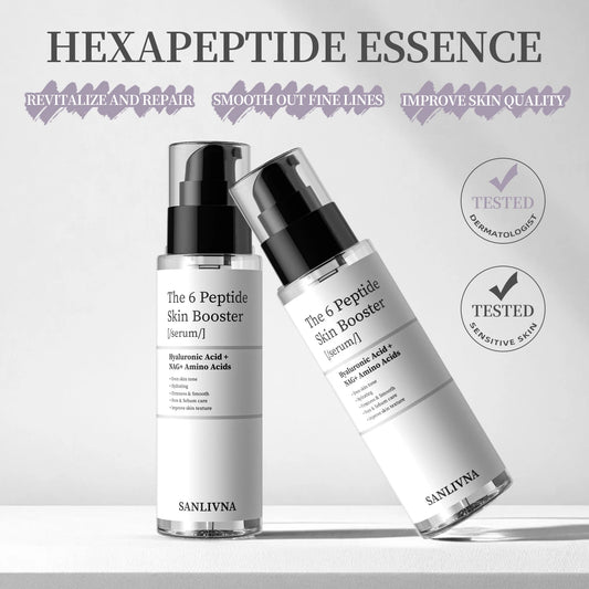 6 Peptide Essence Facial Skin Care Set — Collagen Anti-Aging, Brightening, Moisturizing & Nourishing Treatment