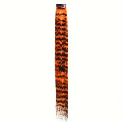 Colorful Feather Hair Extension - Clip-In Synthetic Hairpiece for Women Cosplay Y2K Style