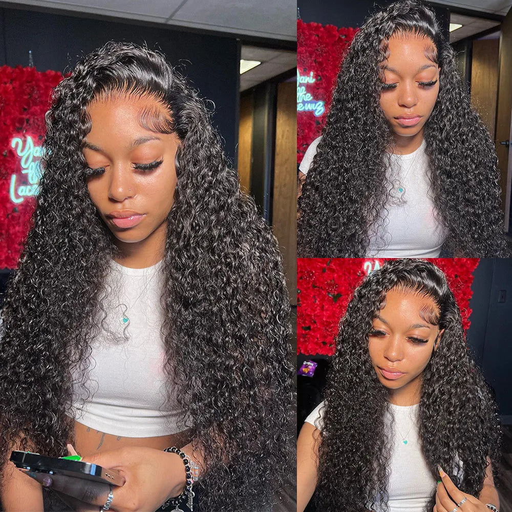250% Density Deep Curly 13x6 HD Lace Frontal Wig – Glueless Deep Wave Human Hair Lace Front Wig, Ready to Wear