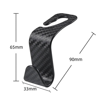 4Pcs Carbon Fiber Car Seat Headrest Hook - Auto Back Seat Organizer Hanger for Handbags, Clothes - Interior Car Accessories