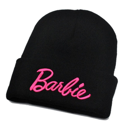 Barbie Knitted Hat – Cute Pink Pullover Ski Cap for Women, Kawaii Anime Winter Accessories, Christmas Gift for Girls