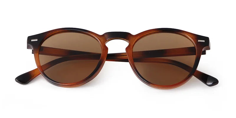 Vintage Round Sunglasses – 2024 Fashion Design for Men & Women, Retro Rivet Yellow & Blue Lens, Square Sun Glasses