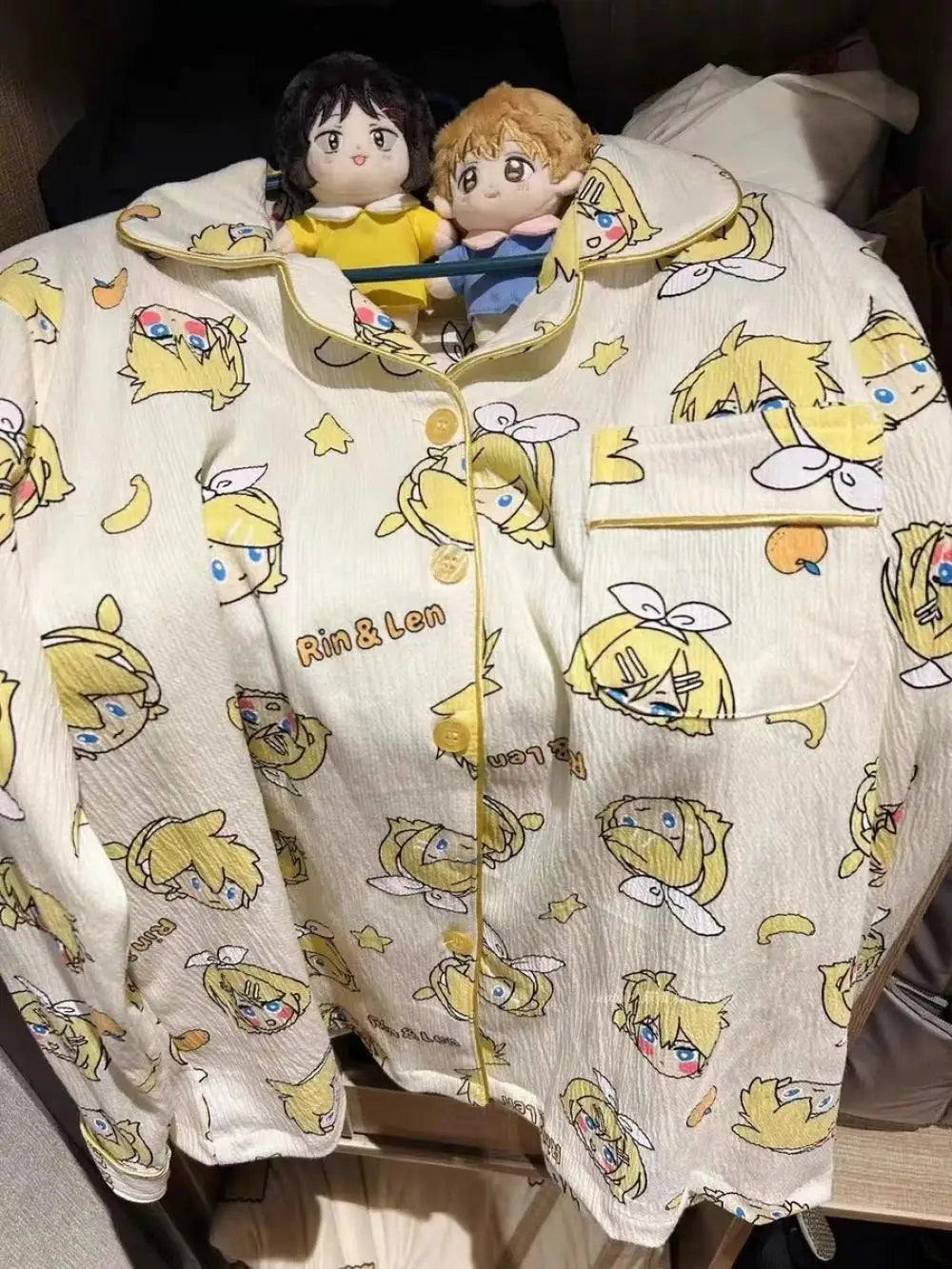 Kagamine Rin & Len Anime Pajamas — Long Sleeve Costume for Girls, 35-65Kg, Cosplay Sleepwear