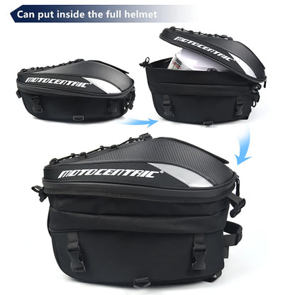 MOTOCENTRIC Waterproof Motorcycle Back Seat Bag - Multifunctional Tail Bag, Rear Seat Helmet Bag, Moto Rider Backpack