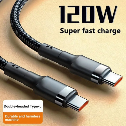 120W USB-C to USB-C Fast Charging Cable - PD Quick Charge Cable for iPhone, Xiaomi & Samsung Devices