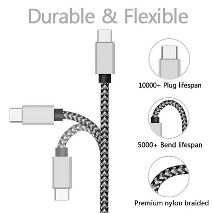 USB-C 2.4A Fast Charging Nylon Braided Data Cable for Samsung, Huawei & USB Type-C Devices