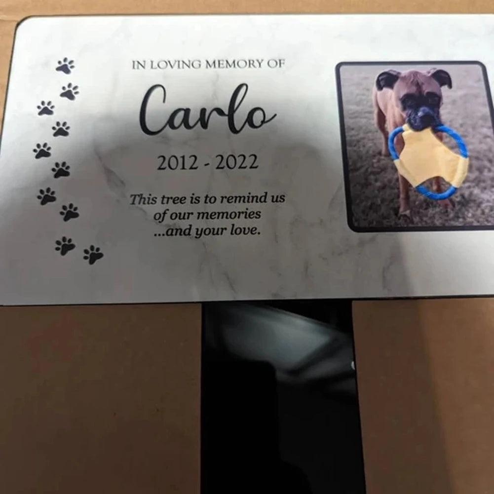 Personalized Pet Memorial Stake – Acrylic Grave Marker for Dog & Cat with Photo & Text