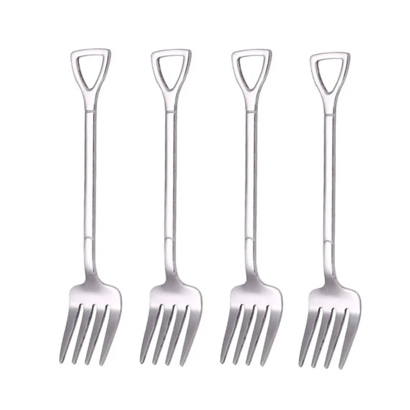 4PCS Stainless Steel Fruit & Dessert Forks - Creative Shape Tableware for Family Parties
