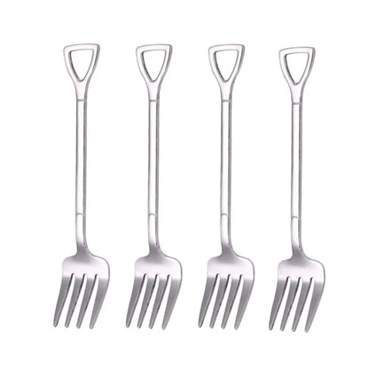 4PCS Stainless Steel Fruit & Dessert Forks - Creative Shape Tableware for Family Parties