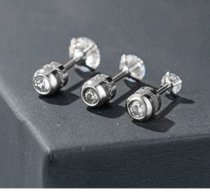 Medical Stainless Steel Crystal Zircon Ear Studs – Hypoallergenic Tragus & Cartilage Screw Piercing Earrings Jewelry