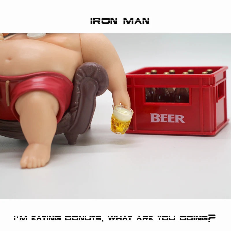 12cm Avengers Iron Man Fat Boy Figure – Cute Anime Action Toy for Desktop, Car Decor & Children’s Collection