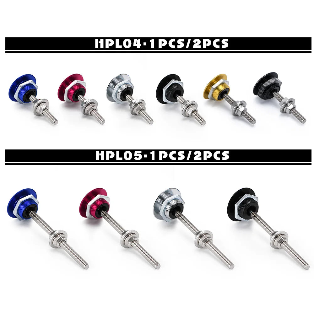 Universal JDM Style 1.25" Push Button Billet Hood Pins Lock Clip Kit - LZONE Car Quick Pins for BMW ec JR-HPL04/05