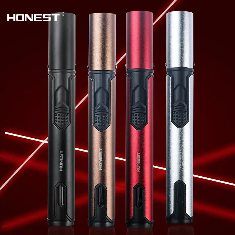 Honest Metal Windproof Torch Lighter – Refillable Pen Jet Flame for Kitchen, BBQ & Camping