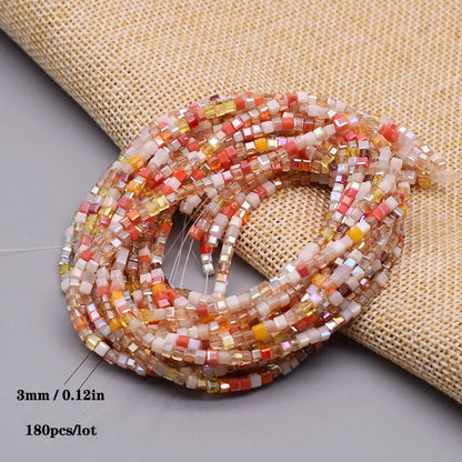 Pink Czech Glass Crystal Beads - 3mm 4mm 5mm Cube Square Candy Seed Beads for DIY Jewelry Making Charms